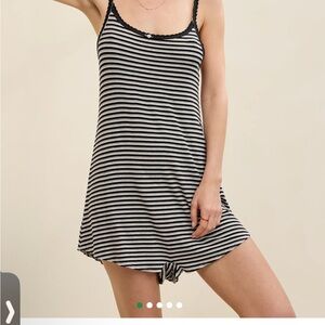 Aerie Black and White Striped Sleep Dress
